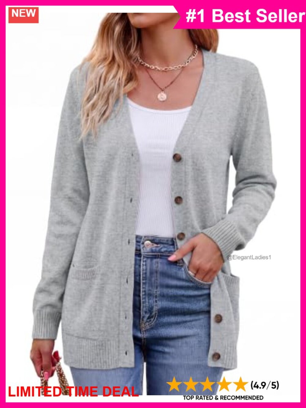 Lightweight Rib-Knit Open Front Cardigan with Pockets Long Sleeve